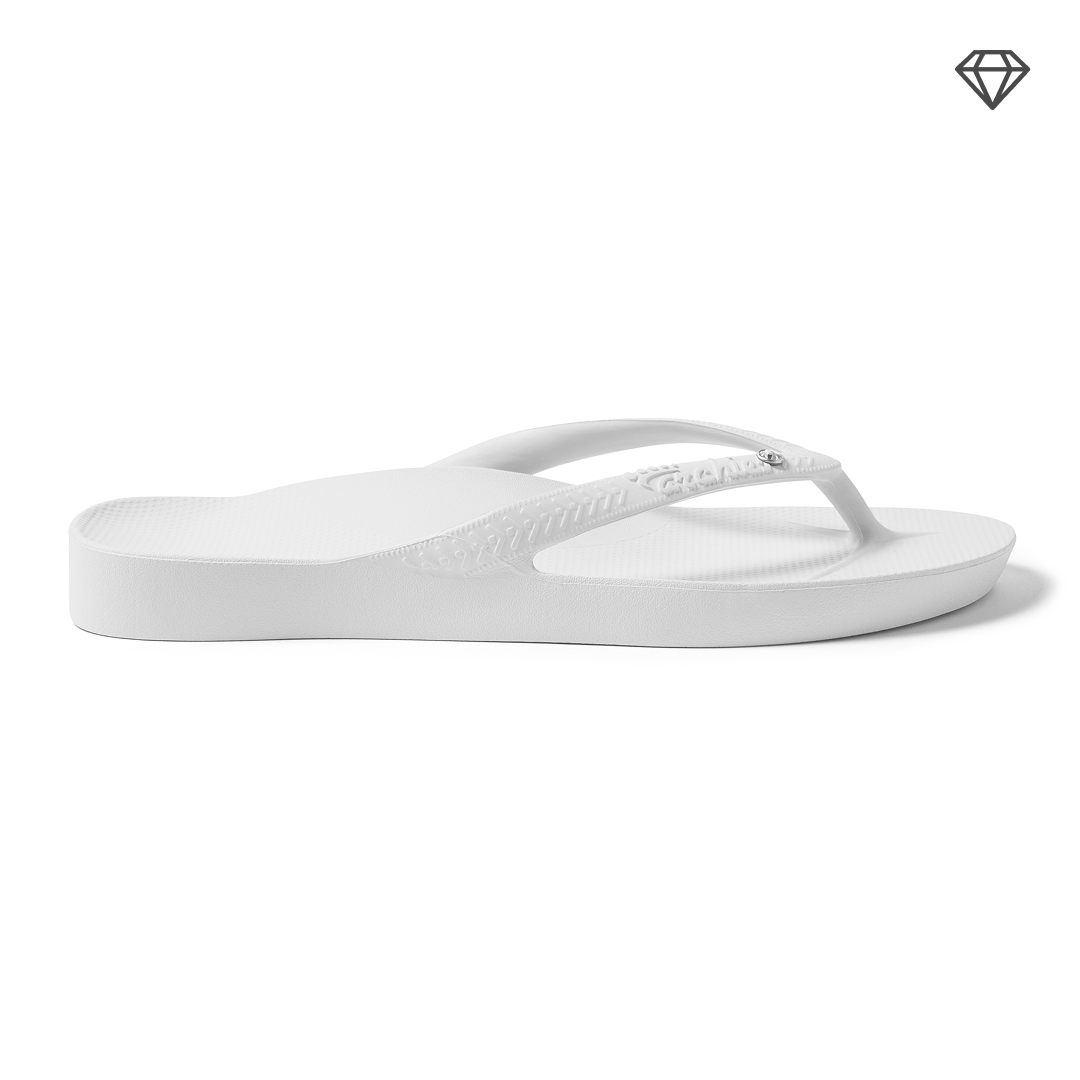 White Crystal Arch Support Flip-Flops